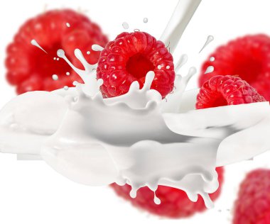 Ahududu ve süt sıçraması, ahudududulu yoğurt.