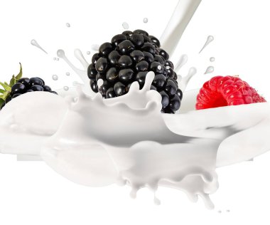 Ahududu ve süt sıçraması, ahudududulu yoğurt.