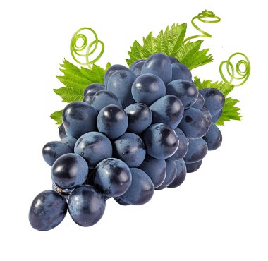 Beyaz arkaplanda taze yeşil üzümler izole edilmiş.