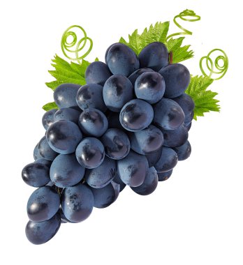 Beyaz arkaplanda taze yeşil üzümler izole edilmiş.