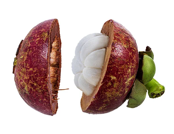 Mangosteen Απομονωμένο Λευκό Φόντο — Φωτογραφία Αρχείου