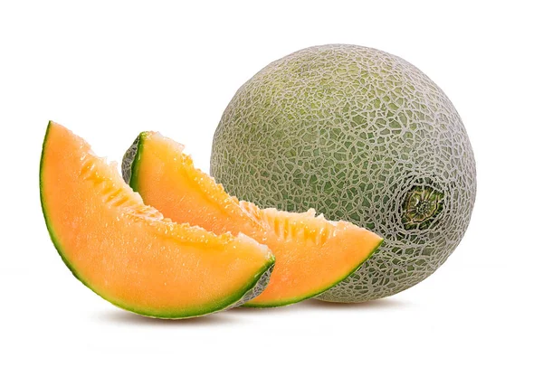 Kantaloupe Melon Isolerad Vit Bakgrund — Stockfoto