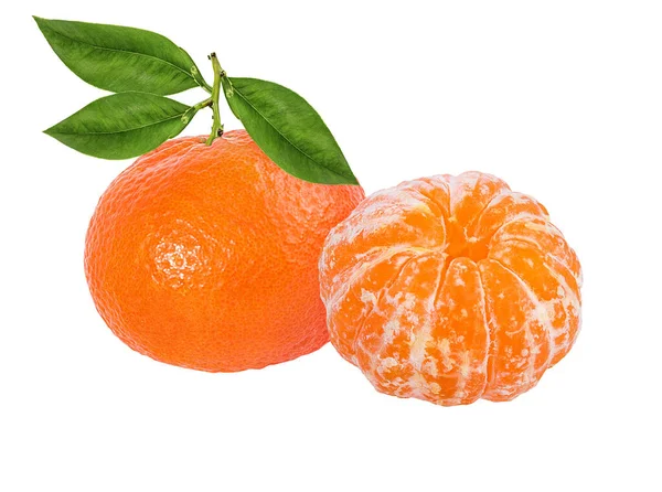 Mandarin Tangerine Citrus Fruit Leaf Isolated White Background — Stock Photo, Image
