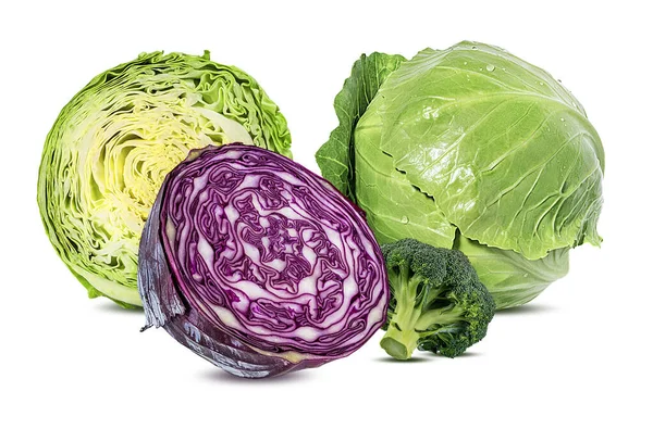 Cabbage Collection Isolated White Background — Stock Photo, Image