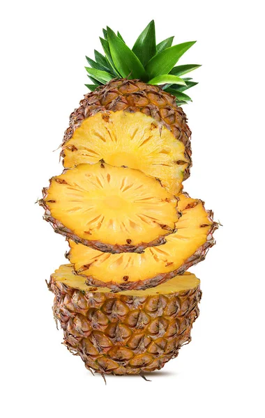 Ananas Izolowany Białym Tle Pełna Głębia Ostrości — Zdjęcie stockowe