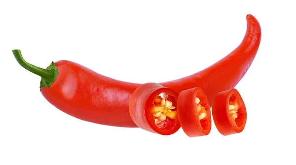 Mogen Peppar Chili Isolerad Vit Bakgrund Chili Grönsak Makro Studio — Stockfoto