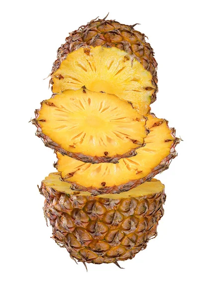Ananas Izolowany Białym Tle Pełna Głębia Ostrości — Zdjęcie stockowe