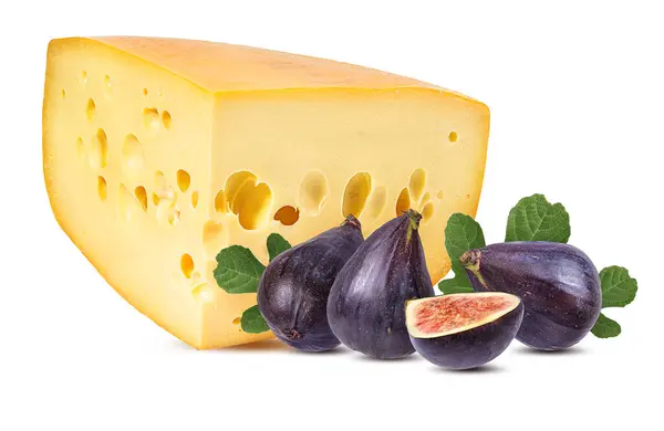 Fromages Figues Isolés Sur Fond Blanc — Photo