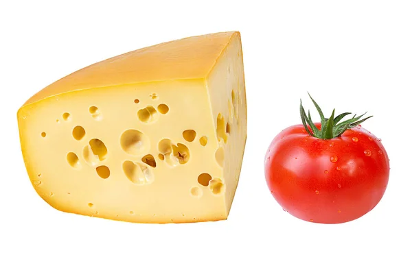 Käse Und Tomaten Isoliert Auf Weißem Hintergrund — Stockfoto