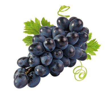 Beyaz arkaplanda taze yeşil üzümler izole edilmiş.