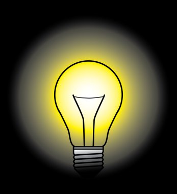 Sarı ışık parlayan ampul.