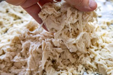 Pre ferment Crumbly Dough Mixture in a Baking Pan, Ready for Oven