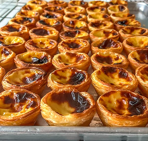 Taze pişmiş Pastis de Nata Geleneksel Portekiz Kremalı Turtaları