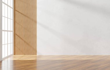 Mimari için pencere ışığı olan beyaz duvar boş arkaplan 3d görüntüleme alanı