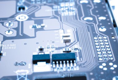 Detay elektronik yönetim kurulu, son derece sığ dof ile makro