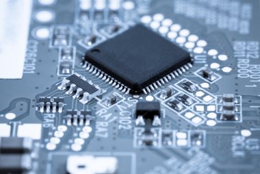 Devre kartı mikroçip closeup ile