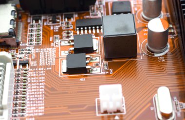 Detay elektronik yönetim kurulu, son derece sığ dof ile makro