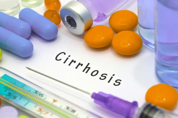Cirrosis - diagnóstico escrito en un papel blanco — Foto de Stock