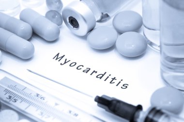 Myocarditis - diagnosis written on a white piece of paper clipart