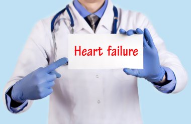 Doctor keeps a card with the name of the diagnosis - heart failure clipart