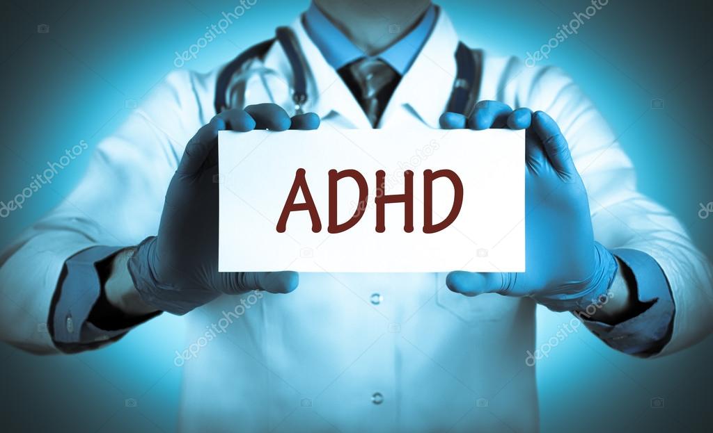 Doctor keeps a card with the name of the diagnosis - ADHD