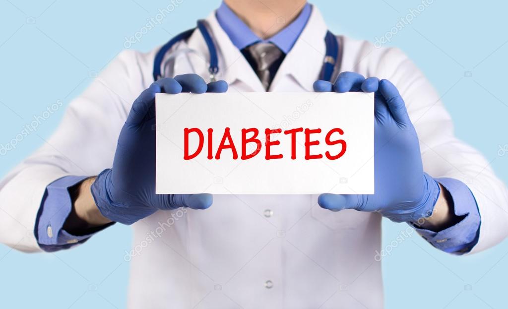 Doctor keeps a card with the name of the diagnosis - diabetes