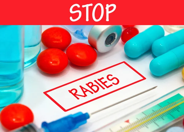 Stop rabies. Vaccine to treat disease — Stock Photo, Image