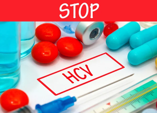 Зупинити hcv. Вакцина для лікування захворювань — стокове фото
