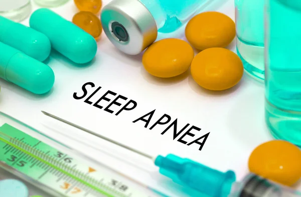 Sleep apnea. Treatment and prevention of disease. Syringe and vaccine. Medical concept. Selective focus