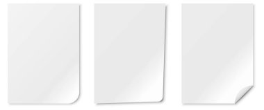 Yumuşak gölgeler, yuvarlak kenarlar ve katlanmış köşeler içeren gerçekçi beyaz kağıt çarşaflar. Grafik tasarımı, kurumsal kimlik, reklamcılık, broşürler ve yaratıcı sunumlar için mükemmel. Boş kağıt maketi. Beyaz kağıt şablonu. Kağıt