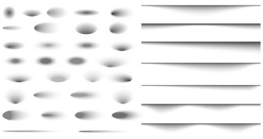 Bulanık gölgeler ve beyaz arka planda izole edilmiş yatay gölge elementleri. Derinlik, kayan etkiler ve görsel projelere gerçekçilik eklemek için mükemmel. yumuşak gölge örtüsü. Gerçekçi bir gölge. Bulanık gölge elementleri. yüzen gölge