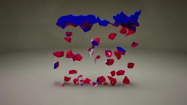 Bayrak Canlandırmalı Kamboçya Haritası.