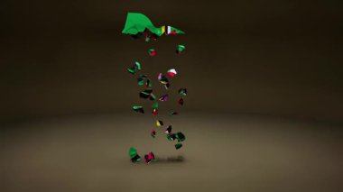 Bayrak Canlandırmalı Dominica Haritası.