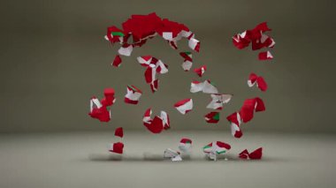 Bayrak Canlandırmalı Bask Ülke Haritası.