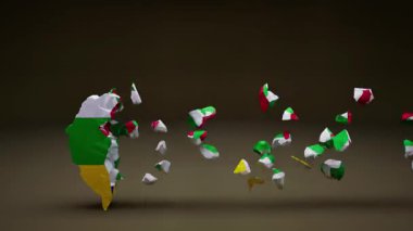 Bayrak Canlandırmalı Orta Afrika Cumhuriyeti Haritası.