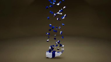 Bayrak Canlandırmalı Finlandiya Haritası.