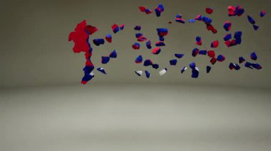 Bayrak Canlandırmasıyla Laos Haritası.