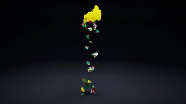 Bayrak Canlandırmalı Myanmar Haritası.