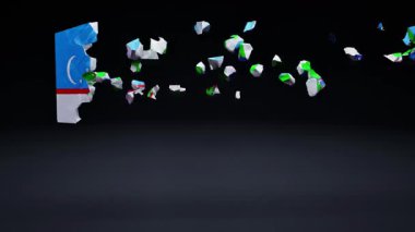 Bayrak Canlandırmalı Özbekistan Haritası.