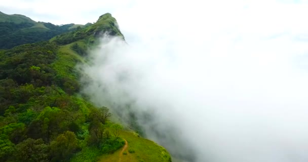 Mais perto da montanha em névoa — Vídeo de Stock
