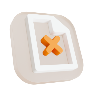 Beyaz Belge İfade Hatası, Dosya Silme, İptal ya da Başarısızlık Üzerine Sıcak Turuncu 3B Haç ya da 'X' Sembolü.