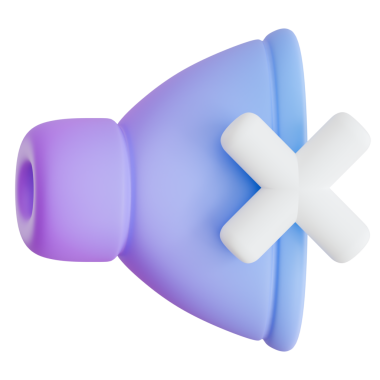 Mor ve mavi gradyan bir dilsiz hoparlörün beyaz haç sembolü içeren yüksek kalite 3D görüntüsü.