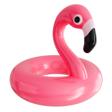 Pembe flamingo havuz şamandırası, yaz havuzu partileri, tropikal tatil temaları ve suyla ilgili eğlenceli grafik tasarım projeleri için mükemmel..