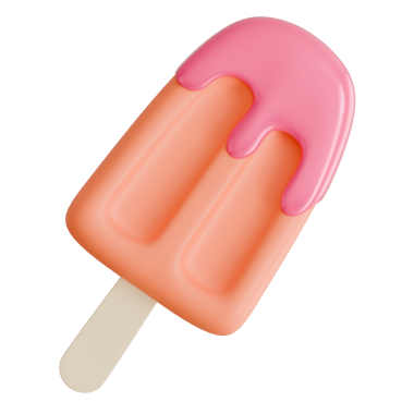 3 boyutlu lezzetli portakallı dondurma, pembe eritme jöleli, yaz tatili için mükemmel, yemek temalı tasarımlar, ve ferahlatıcı mevsim reklamları..