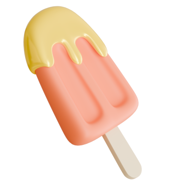 3 boyutlu ferahlatıcı turuncu buzlu şekerleme yumuşak sarı eriyen jöle yaz tatili için mükemmel yemek temalı tasarımlar ve mevsimsel yaratıcı reklamlar..