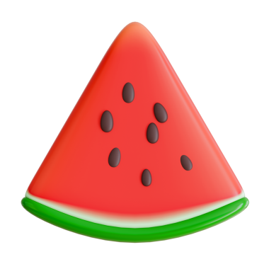 3 boyutlu taze karpuz dilimi, yaz tatili temaları, sağlıklı yemek tasarımları ve ferahlatıcı tropikal temalı grafik reklamları için mükemmel..
