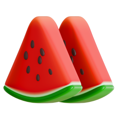 3 boyutlu taze karpuz dilimi, yaz tatili temaları, sağlıklı yemek tasarımları ve ferahlatıcı tropikal temalı grafik reklamları için mükemmel..