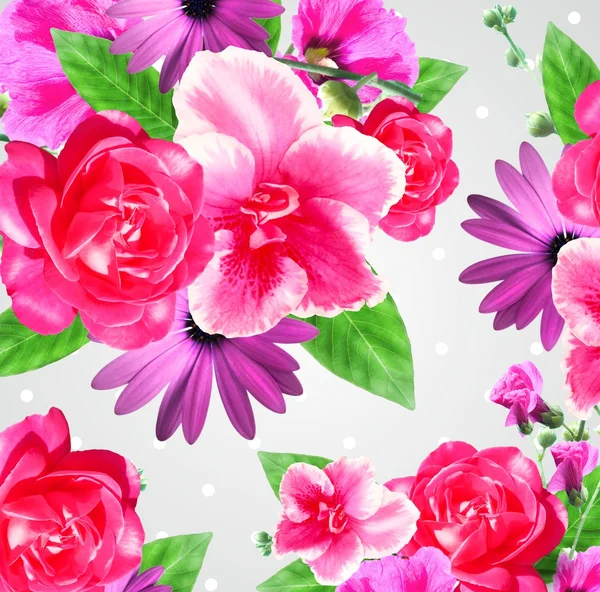 Πολύ όμορφα λουλούδια σύνθεση κάρτα — Φωτογραφία Αρχείου