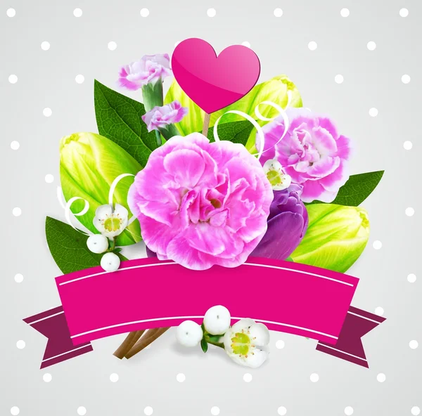 Belle composition fleurs carte amour Saint Valentin — Photo