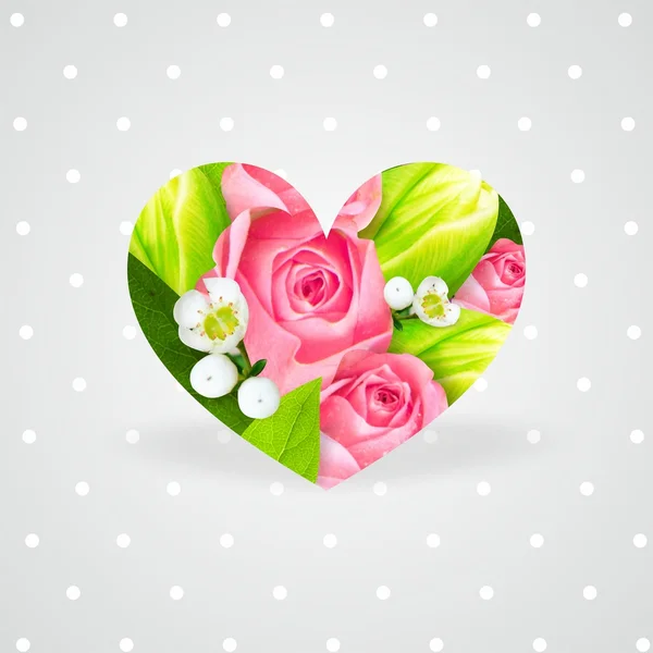 Όμορφα λουλούδια σύνθεση κάρτα αγάπη — Φωτογραφία Αρχείου